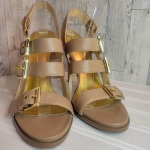 Nine West strappy pinky beige five inch heels